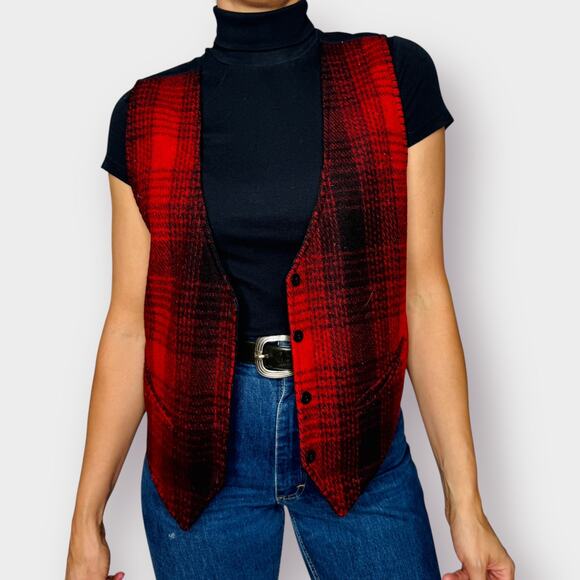 90s AJ Red and Black wool blend‎ vest - Picture 1 of 5